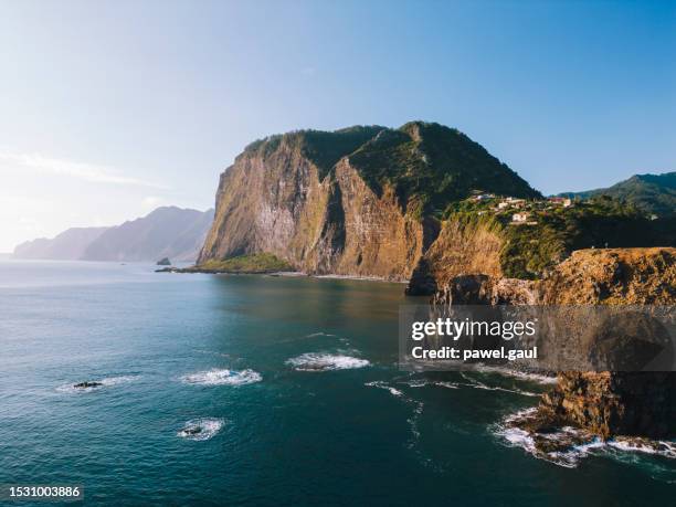 aerial view of faial santana madeira portugal - madeira stock pictures, royalty-free photos & images