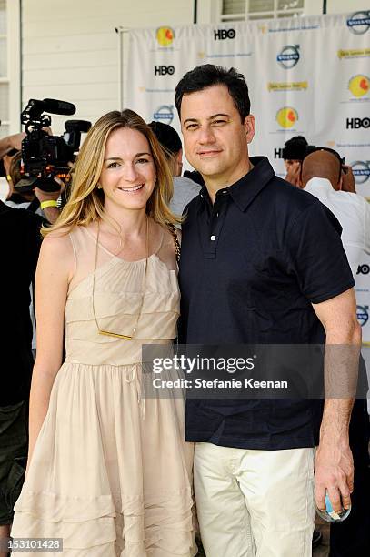 Molly McNearney and Jimmy Kimmel attend L.A. Loves Alex's Lemonade At Culver Studios at Culver Studios on September 29, 2012 in Culver City,...