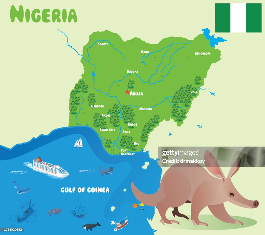 Nigeria Map and Aardvark