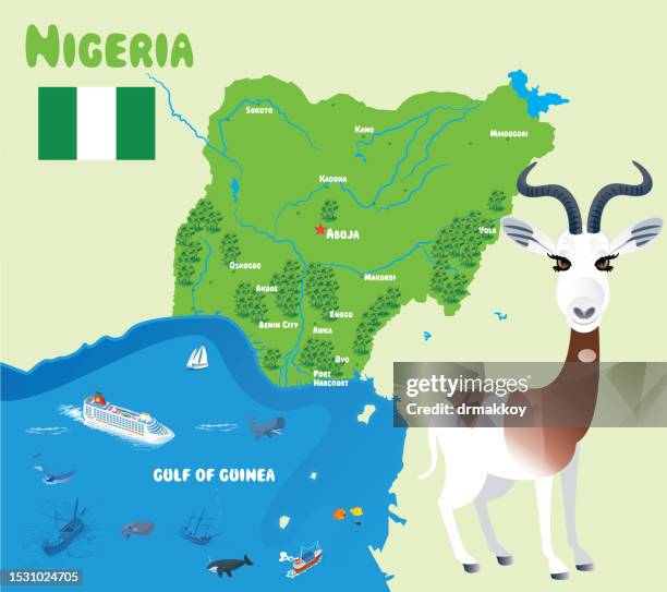 nigeria and dama gazelle (nanger dama) - cameroon stock illustrations