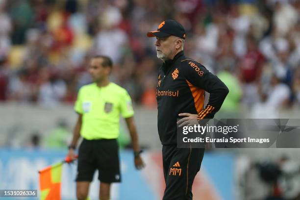 Head Coach Mano Menezes of Internacional during a Brasileirao 2023 match between Fluminense and Internacional at Maracana Stadium on July 9, 2023 in...