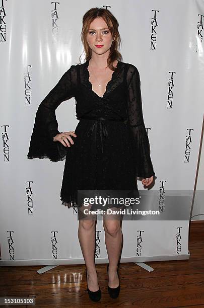 Actress Camille Cregan attends designer Jane Booke's launch of her new clothing & fragrance line TAKEN with Rosanna Arquette to benefit Give Love at...