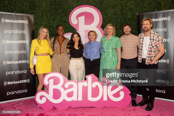 Margot Robbie, Issa Rae, America Ferrera, Kate McKinnon, Greta Gerwig, Michael Cera and Ryan Gosling attend 'The cast of 'Barbie' appear on...