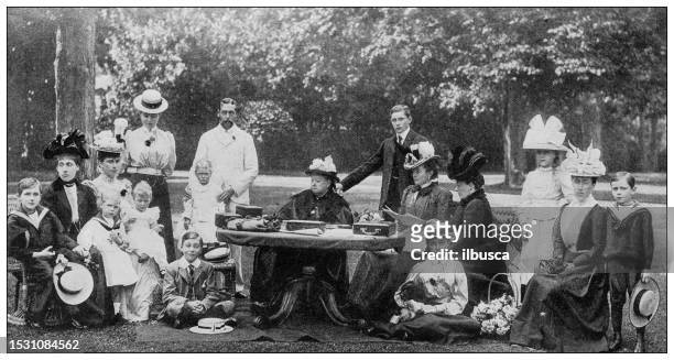 antique image from british magazine: royal family party at osborne, 1898 - princess patricia of connaught 幅插畫檔、美工圖案、卡通及圖標