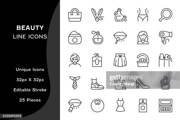 stockillustraties, clipart, cartoons en iconen met beauty editable line icons - necktie