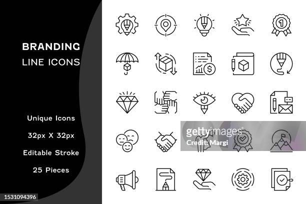 branding editable line icons - sponsorship brochure stock illustrations