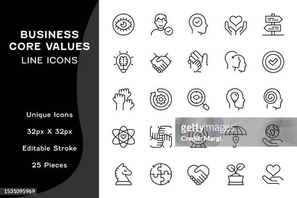 business core values editable line icons - empathy stock illustrations