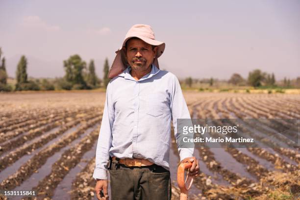 portrait of farm worker with hat and shovel looking at camera - agricultural workers stock pictures, royalty-free photos & images