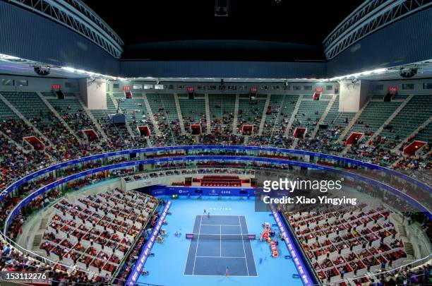 General view of the Centre Court, also known as the Diamond Court at the China National Tennis Center during the China Open 2012 on September 30,...