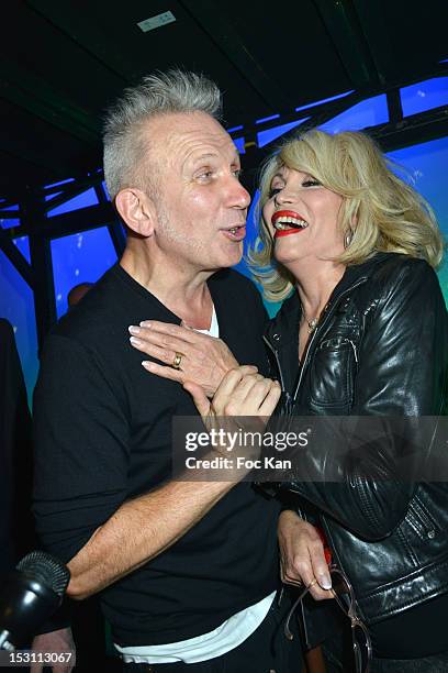 Jean Paul Gaultier and Amanda Lear attend the Jean-Paul Gaultier: Front Row - Paris Fashion Week Womenswear Spring / Summer 2013 at Studio Jean Paul...