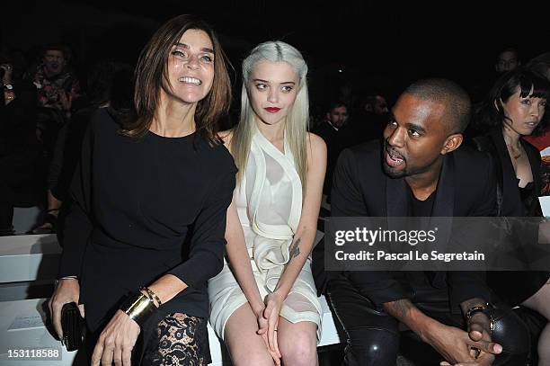 Carine Roitfeld, Sky Ferreira and Kanye West attends the Givenchy Spring / Summer 2013 show as part of Paris Fashion Week on September 30, 2012 in...