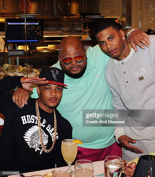 Recording Artist/Host T.I. With Producer Jazze Pha and Recording Artist Nelly at the AKOO's 2nd Annual 'A King Of Oneself Brunch' Hosted By T.I. At...