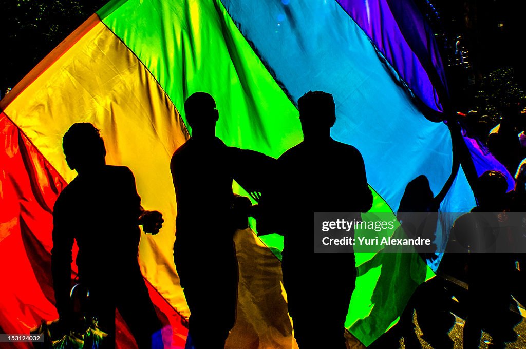 Gay pride parade flag