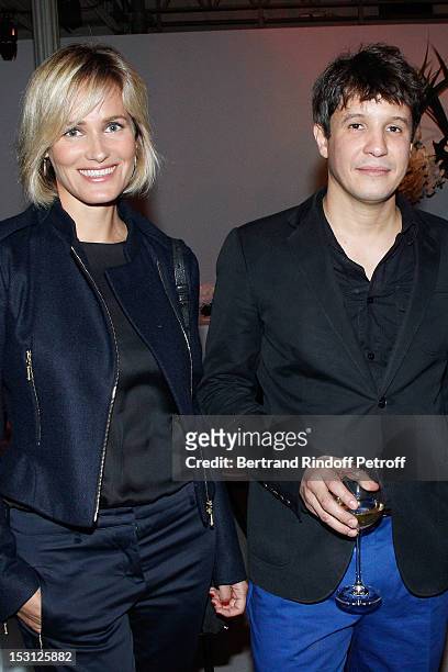 Judith Godreche and Adel Abdessemed attend a private dinner hosted by designer Azzedine Alaia in honor of Adel Abdessemed following his exhibition...