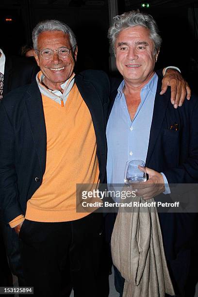 Photographer Jean-Marie Perier and Jean Coulon attend a private dinner hosted by designer Azzedine Alaia in honor of Adel Abdessemed following his...