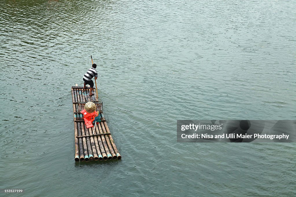 Raft in river