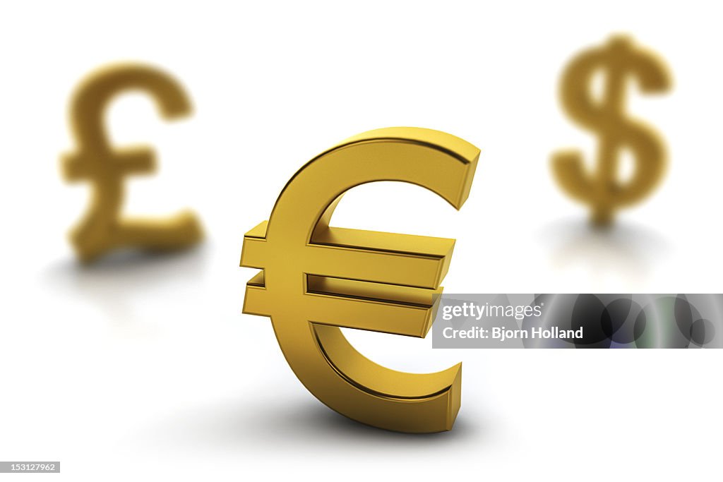 Euro currency symbol in focus