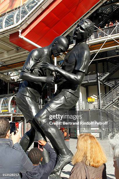 Coup de tete" of Adel Abdessemed is displayed during Adel Abdessemed exhibition premier at the Centre Pompidou on September 30, 2012 in Paris,...