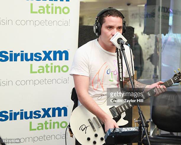 Diego Pulecio of Colombian rock band Don Tetto performs on SiriusXM Latino at the SiriusXM Studios on September 28, 2012 in New York City.