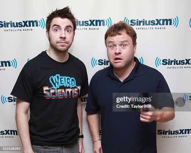 SiriusXM host Mark Seman and comedian Frank Caliendo visit the SiriusXM Studios on September 28, 2012 in New York City.