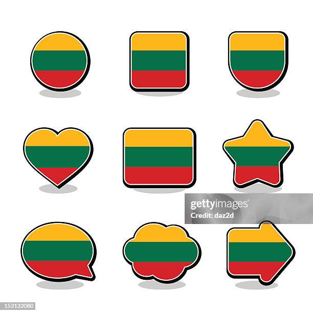 litauische flagge icon-set - baltikum stock-grafiken, -clipart, -cartoons und -symbole