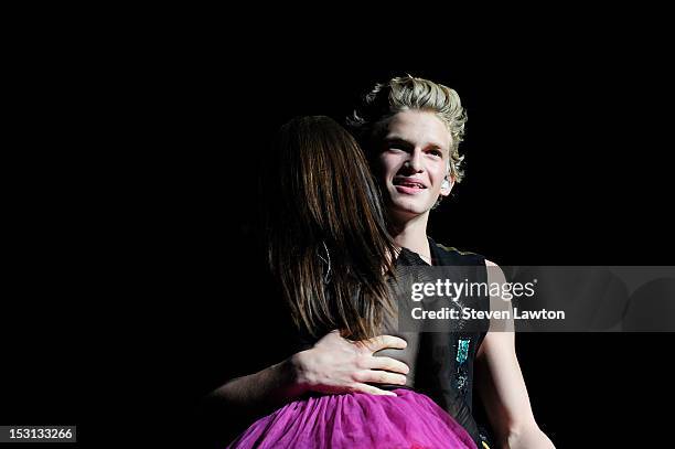 Recording artist Carly Rae Jepsen and singer Cody Simpson perform as Carly opens for Justin Bieber at the MGM Grand Garden Arena in support of her...