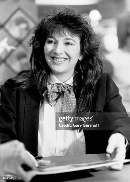 View of British Pop and Rock musician Kate Bush during a promotional event at Greenwich Village's Tower Records, New York, New York, November 21,...