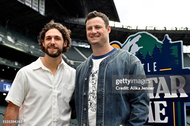 All-Star Game starting pitchers Zac Gallen of the Arizona Diamondbacks and Gerrit Cole of the New York Yankees pose for a photo prior to Gatorade...