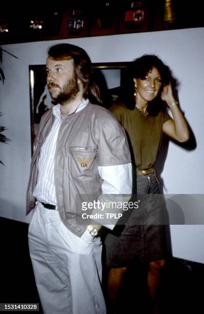 Swedish musicians Benny Andersson and Anni-Frid Lyngstad, of the Swedish supergroup ABBA, stand at Polar Studios in Stockholm, Sweden, May 1981.