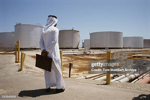 View of the Aramco oil refinery in Saudi Arabia, 1990.