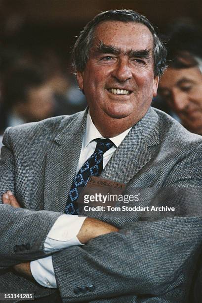 British Labour politician Denis Healey at the annual party conference, 30th September 1986.