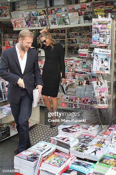 Supermodel Kate Moss is seen near the 'Cafe de Flore' on October 1, 2012 in Paris, France.