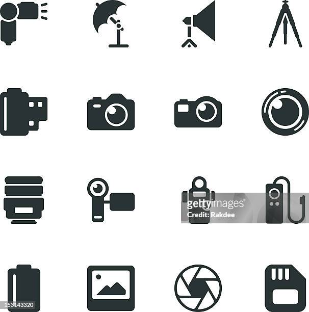 illustrazioni stock, clip art, cartoni animati e icone di tendenza di silhouette icone di fotografia - temi per la fotografia