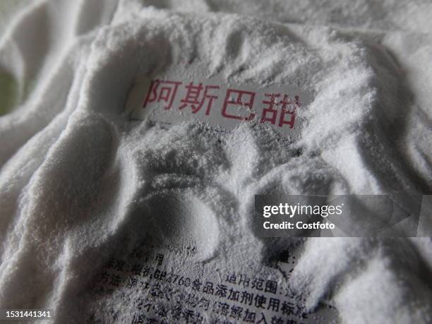 Citizens display the artificial sweetener aspartame in Yichang, Hubei province, China, July 14, 2023. The World Health Organization announced on the...