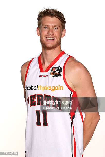 Cameron Tovey poses during the Perth Wildcats 2012/13 NBL headshots session at WA Basketball Arena on October 1, 2012 in Perth, Australia.