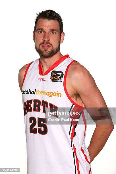 Jeremiah Trueman poses during the Perth Wildcats 2012/13 NBL headshots session at WA Basketball Arena on October 1, 2012 in Perth, Australia.