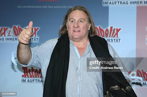 Gerard Depardieu attends the 'Asterix & Obelix - God Save Britannia' photocall at Hotel de Rome on October 1, 2012 in Berlin, Germany.