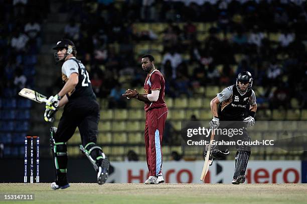 Kieron Pollard of West Indies claps during the Super Eights Group 1 match between New Zealand and West Indies at Pallekele Cricket Stadium on October...