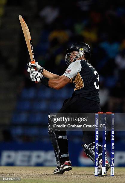 Ross Taylor of New Zealand bats during the Super Eights Group 1 match between New Zealand and West Indies at Pallekele Cricket Stadium on October 1,...