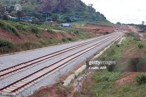 Picture taken on September 20, 2012 in Abuja shows a railway under construction at the building site of the Abuja light rail project. President...