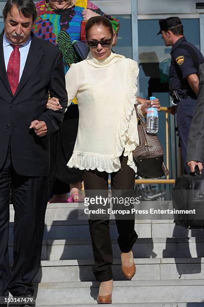 Isabel Pantoja attends the Malaga court on the first day of the trial for alleged money-laundering and embezzlement on October 1, 2012 in Malaga,...
