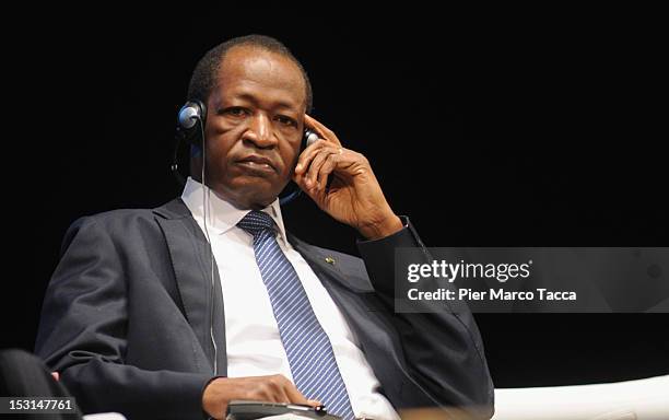 Blaise Compaore President of Burkina Faso attends the Forum of International Cooperation at Piccolo Teatro Strehler on October 1, 2012 in Milan,...