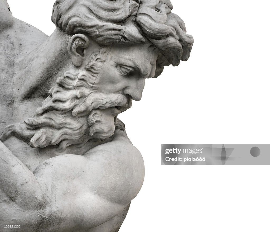 Isolato Statua di Nettuno faccia da Piazza Navona.