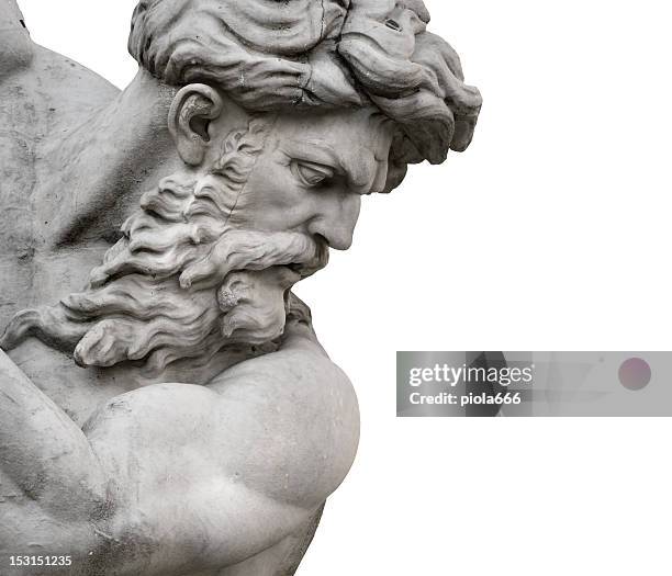 isolated neptune statue face from piazza navona - skulptur bildbanksfoton och bilder