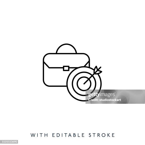 briefcase with target line icon editable strokeeditable stroke - carrying suitcase stock illustrations