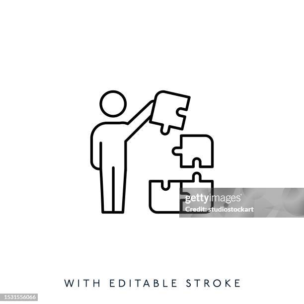 partnership thin line icon.editable stroke - environmental challenges technology stock illustrations