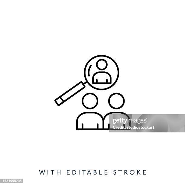 job search line icon editable stroke - understand customer stock illustrations