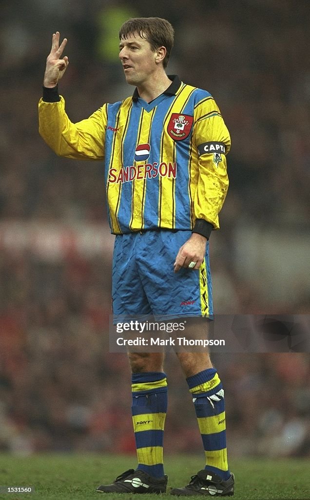Matthew Le Tissier of Southampton makes a point of the situation