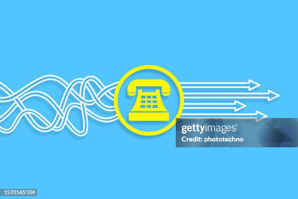 contact us solution concepts with telephone on blue background - computer solid background stock illustrations