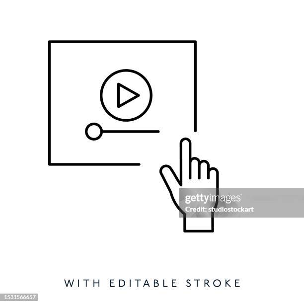 media player line icon.editable stroke - presenter studio stock illustrations